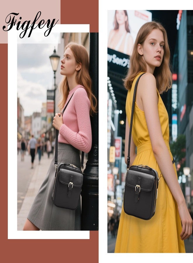 Figfey Leather Crossbody Bags for Women Travel Small Crossbody Purse Anti Theft Waterproof Bum Bag with Built in Wallet - Image 5